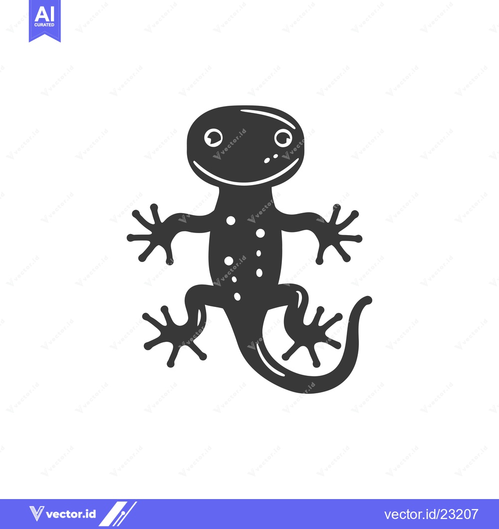 Premium Vector of Black and White Cartoon Illustration of a Smiling Lizard