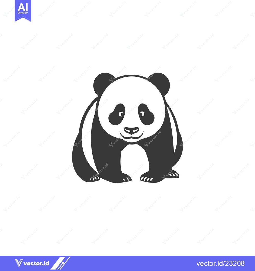 Premium Vector dari Black and White Cartoon Illustration of a Standing Panda