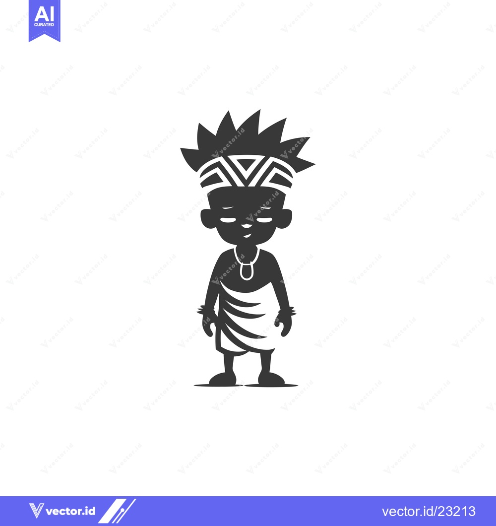 Premium Vector of Black and White Cartoon Illustration of a Young Person Wearing Traditi