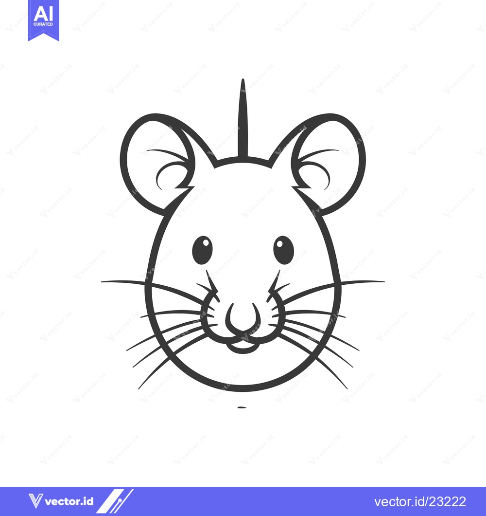 Premium Vector dari Black and White Cartoon Mouse Face Illustration