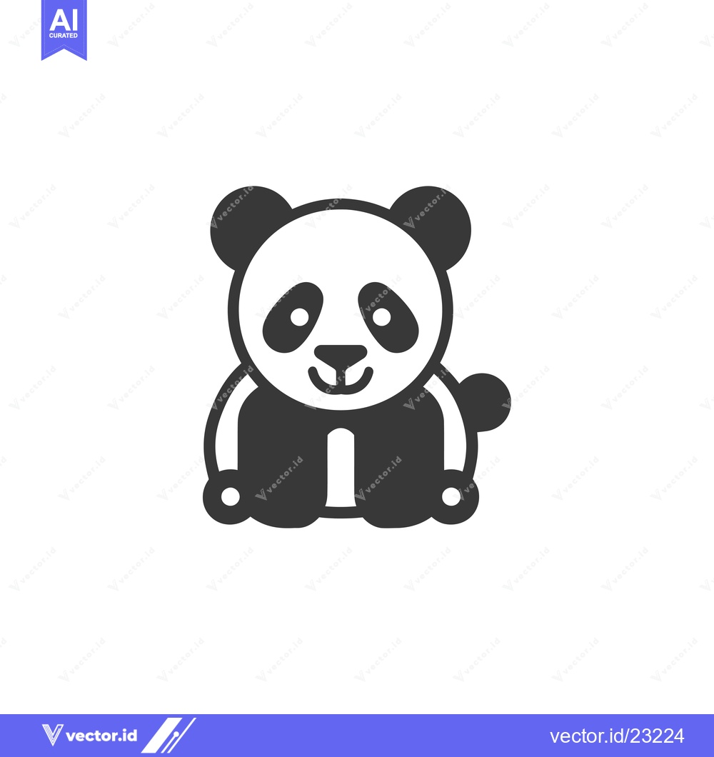 Premium Vector dari Black and White Cartoon Panda Bear Sitting