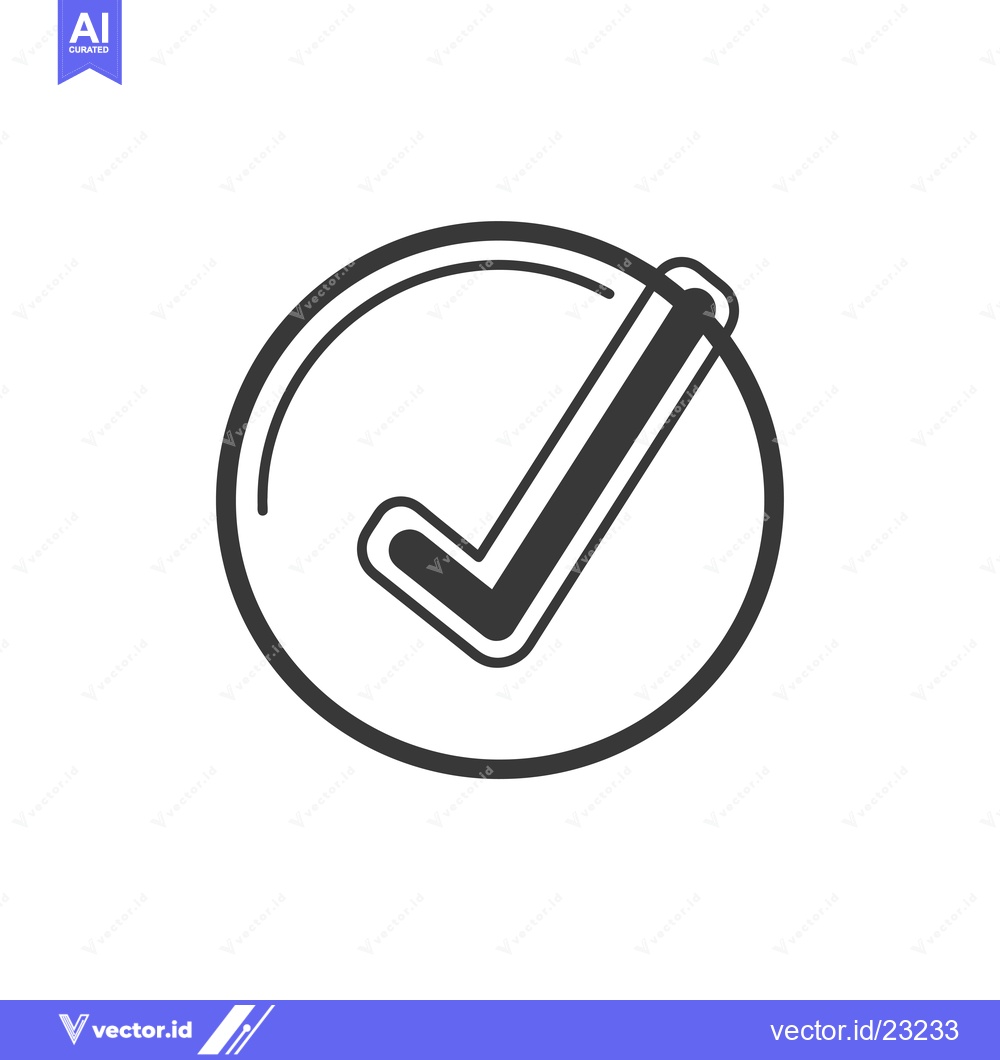 Premium Vector dari Black and White Checkmark Inside a Circle