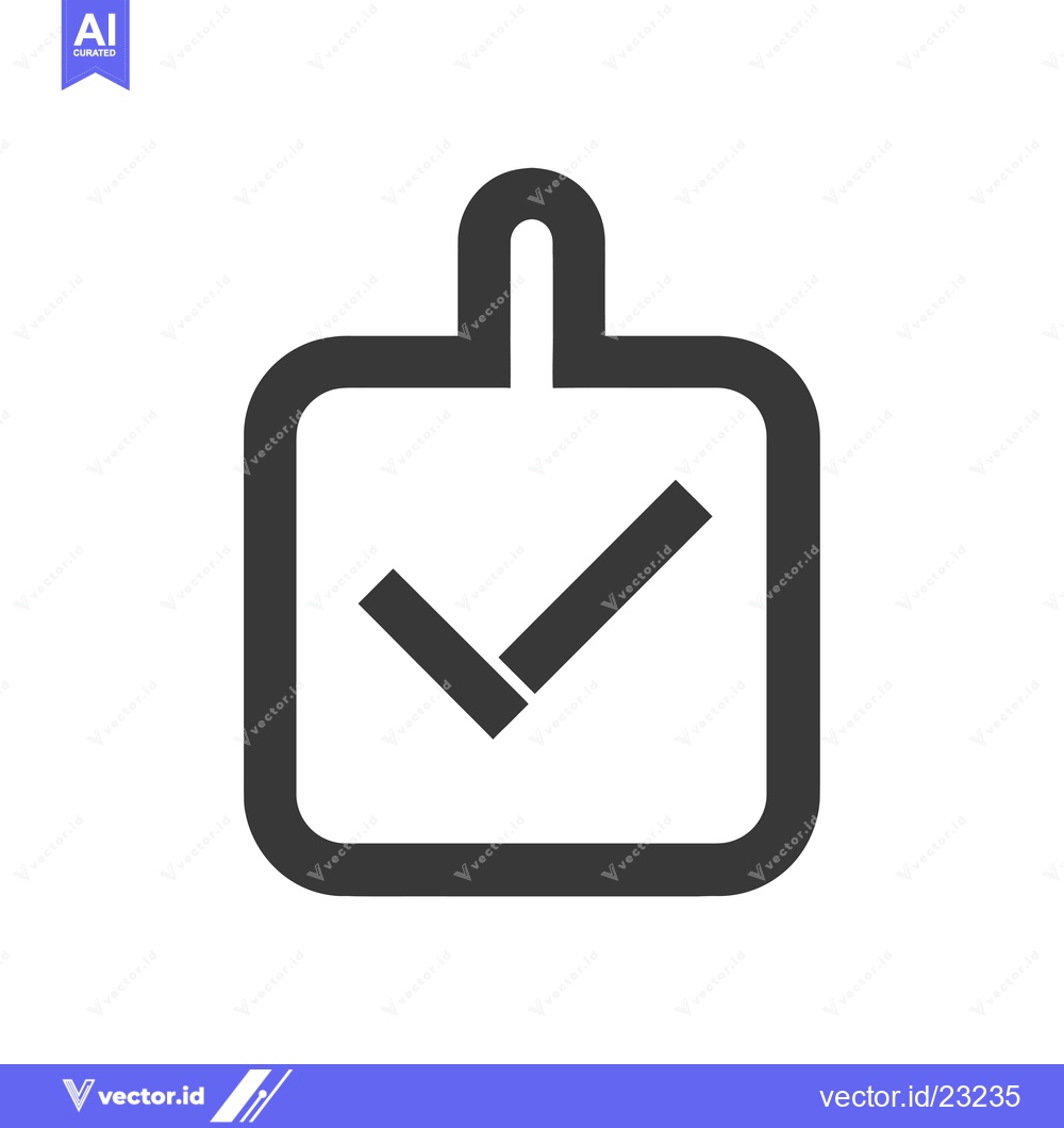 Premium Vector dari Black and White Checkmark Inside a Square with a Handle