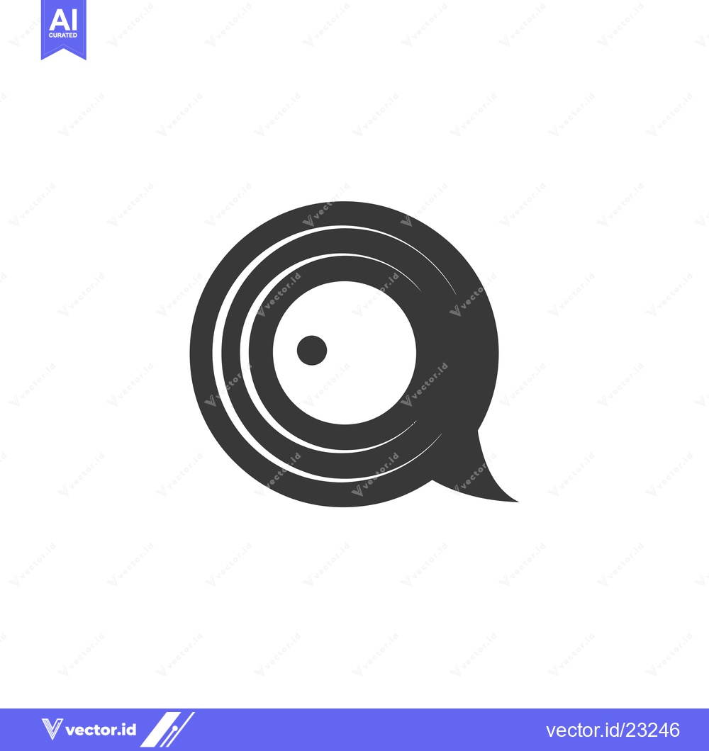 Premium Vector of Black and White Circle with Speech Bubble and Dot