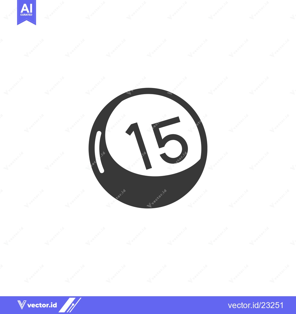 Premium Vector dari Black and White Circular Bingo Ball with Number Fifteen