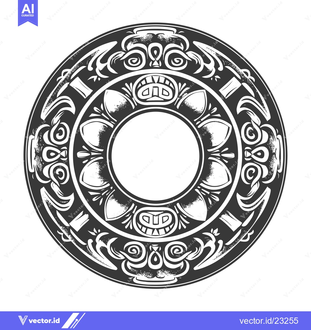 Premium Vector dari Black and White Circular Design with Intricate Patterns