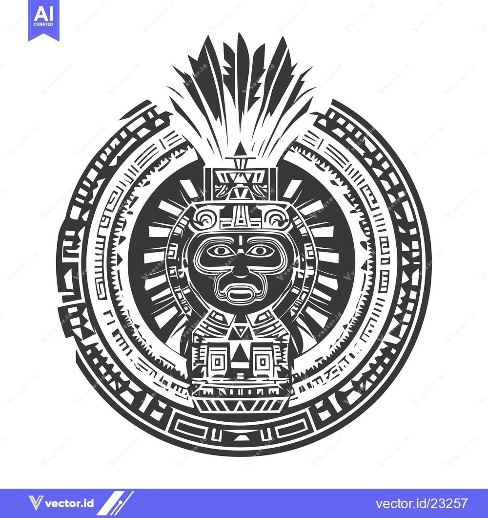 Premium Vector dari Black and White Circular Design with Native American Iconography
