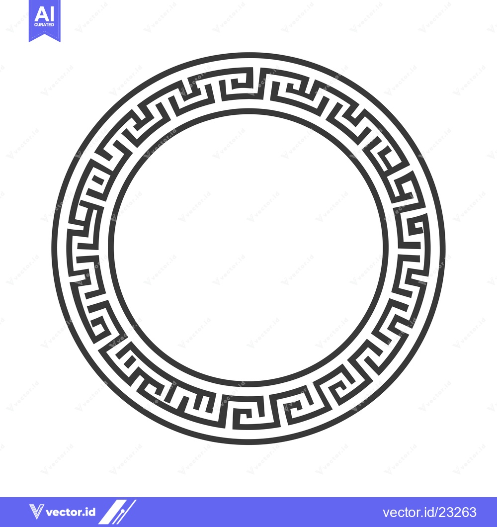 Premium Vector of Black and White Circular Greek Key Pattern Frame