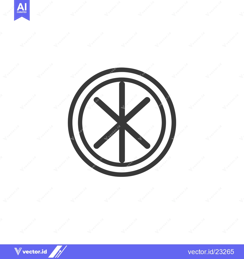 Premium Vector of Black and white circular icon with a four-pointed star inside