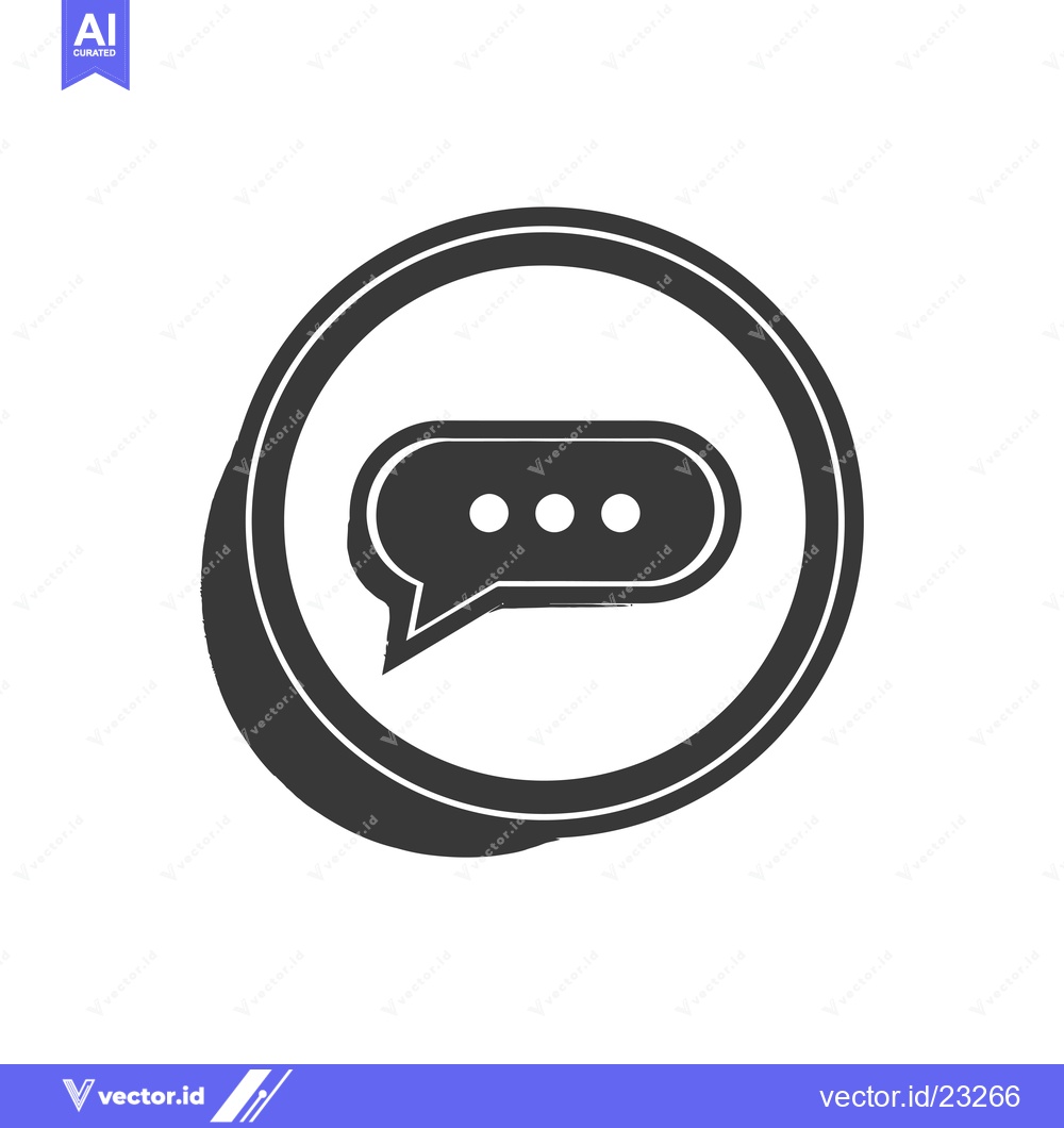 Premium Vector dari Black and White Circular Icon with a Speech Bubble