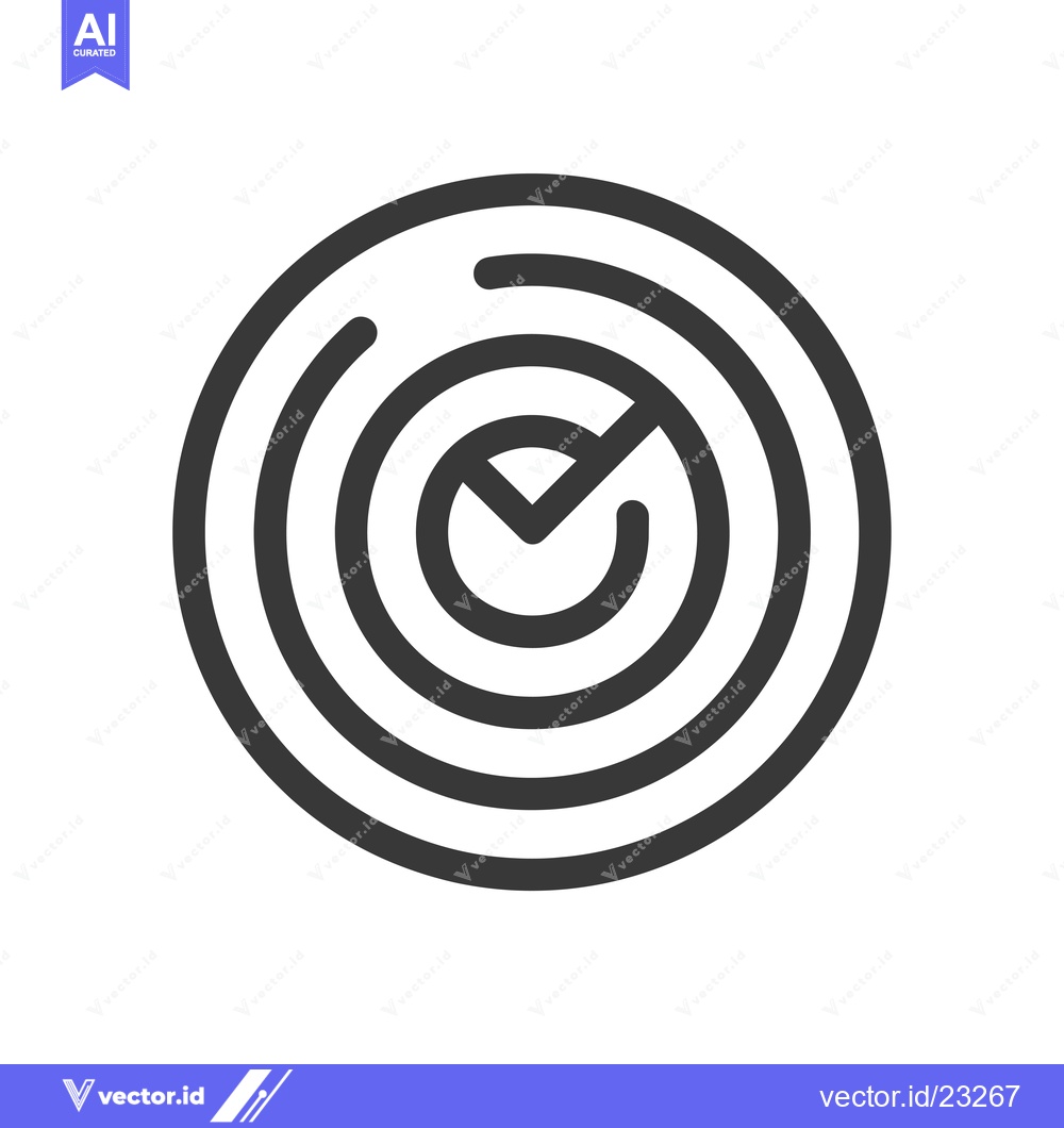 Premium Vector dari Black and White Circular Icon with Checkmark in the Center