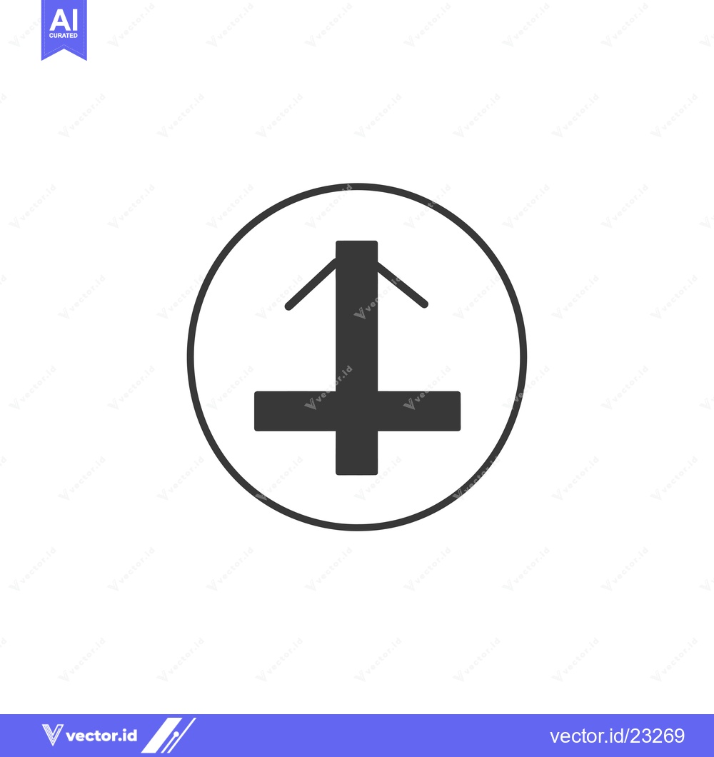 Premium Vector dari Black and White Circular Icon with Upward Arrow and Cross