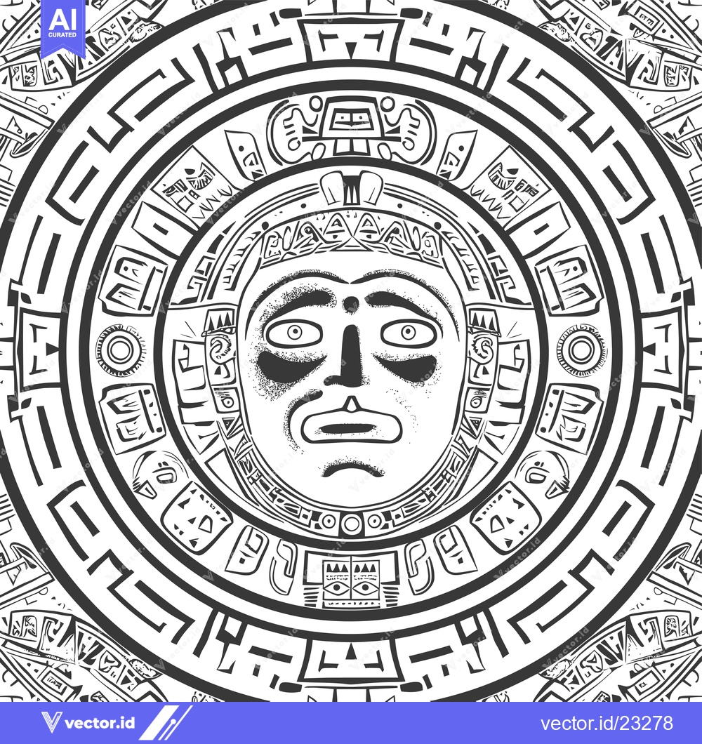 Premium Vector of Black and White Circular Pattern with a Central Human Face