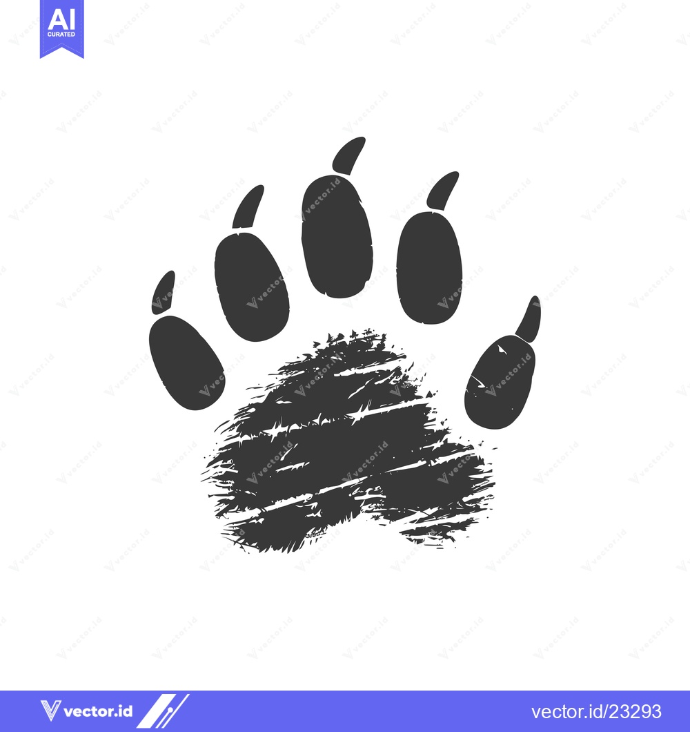 Premium Vector of Black and White Detailed Bear Paw Print Illustration