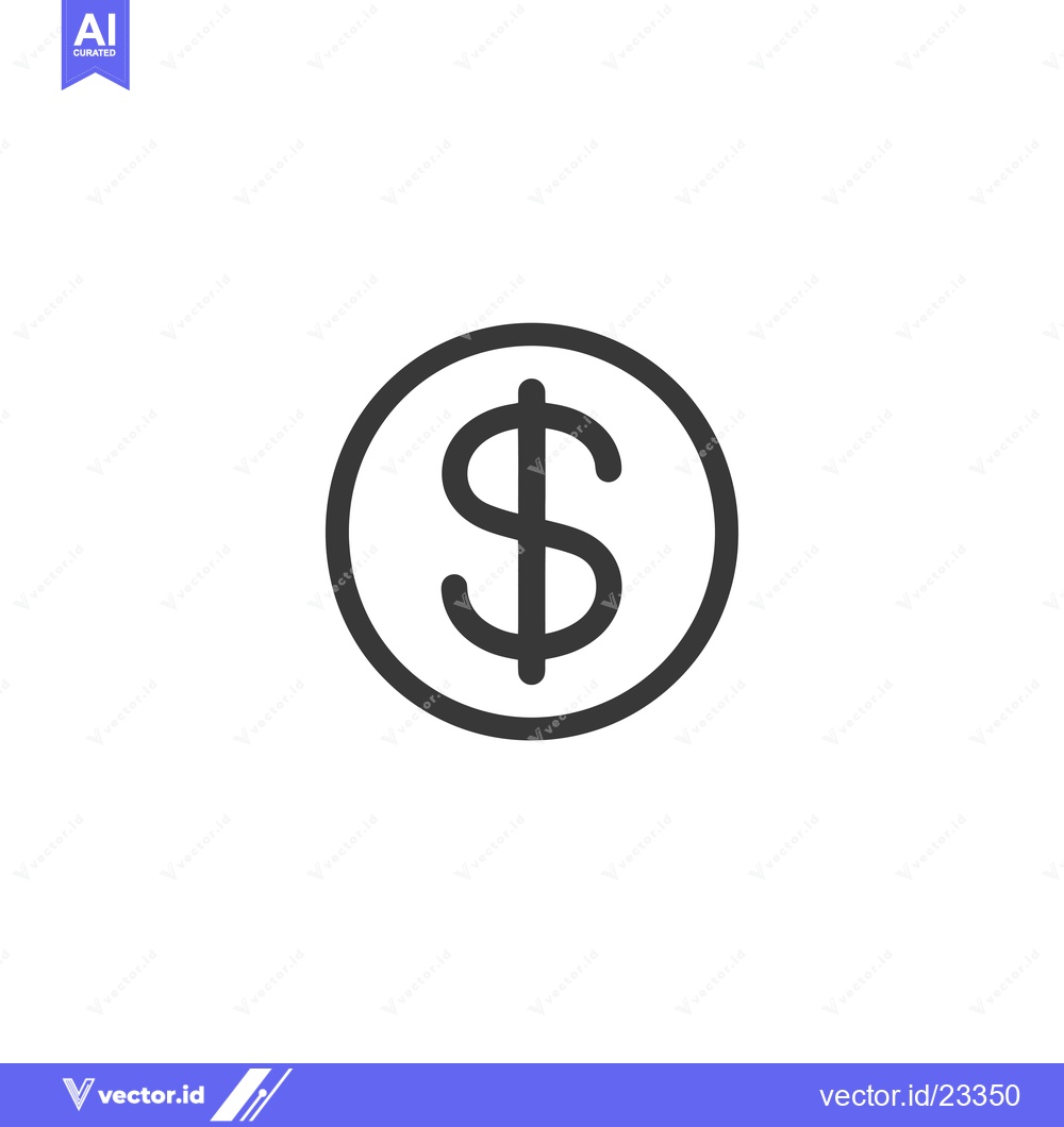 Premium Vector dari Black and White Dollar Sign Icon in a Circle
