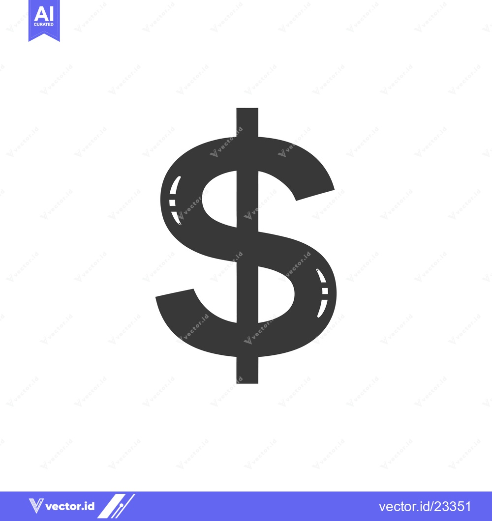 Premium Vector of Black and White Dollar Sign Icon on a White Background