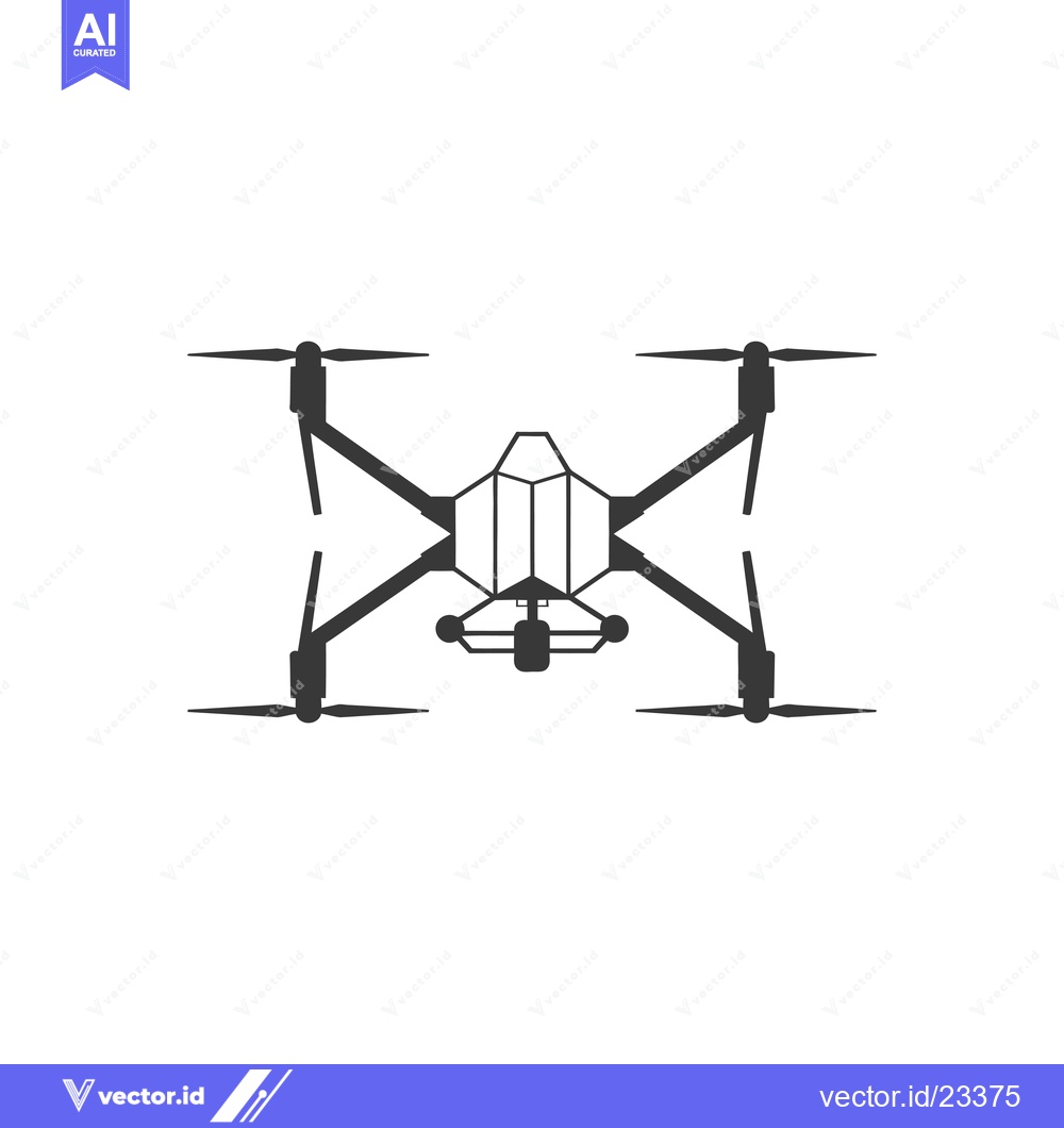 Premium Vector dari Black and White Drone Silhouette with Four Propellers
