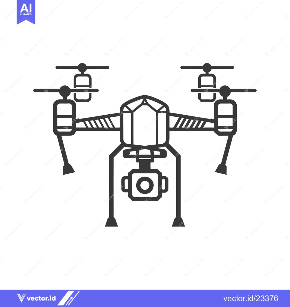 Premium Vector dari Black and White Drone with Camera and Four Propellers