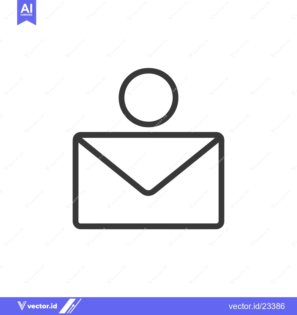 Premium Vector dari Black and White Envelope Icon with Circle on Top