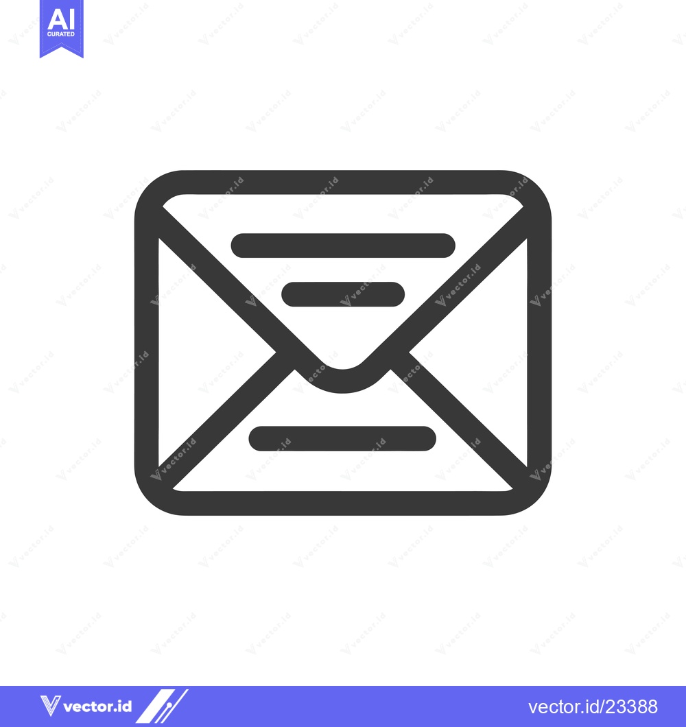 Premium Vector of Black and White Envelope Icon with Three Horizontal Lines Inside