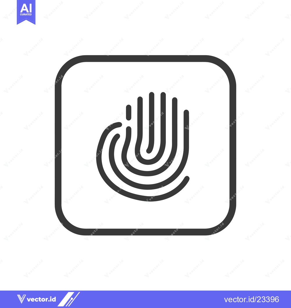 Premium Vector dari Black and White Fingerprint Icon with a Square Frame