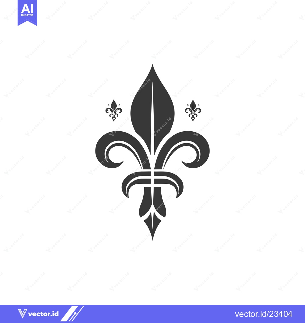 Premium Vector of Black and White Fleur-de-lis with Two Smaller Ones on the Sides