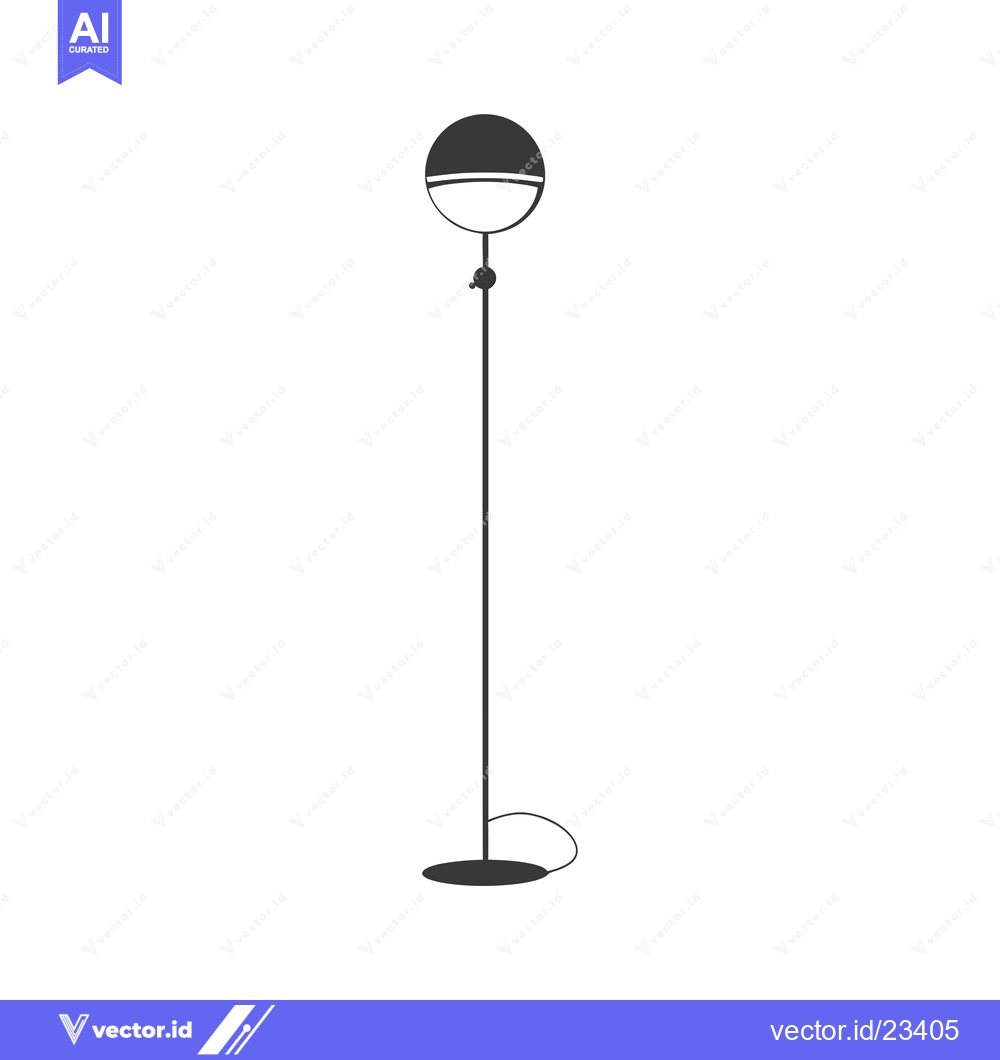 Premium Vector of Black and White Floor Lamp with a Spherical Shade