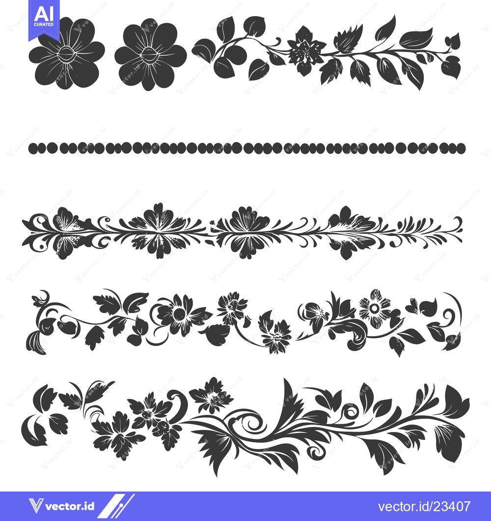 Premium Vector of Black and White Floral Design Elements for Decoration