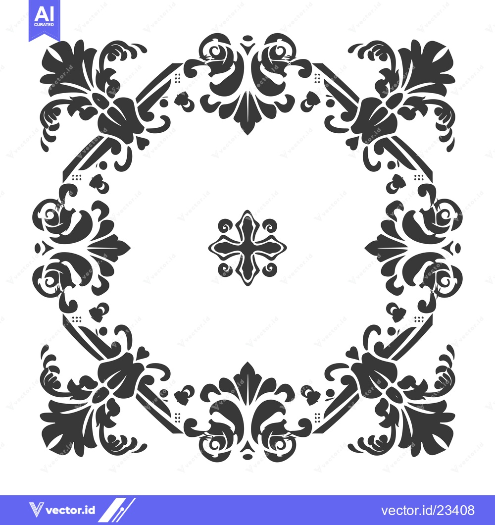 Premium Vector dari Black and White Floral Design Frame with Ornate Details
