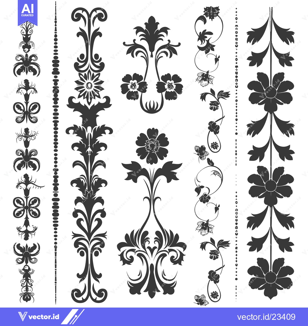 Premium Vector dari Black and White Floral Designs Set