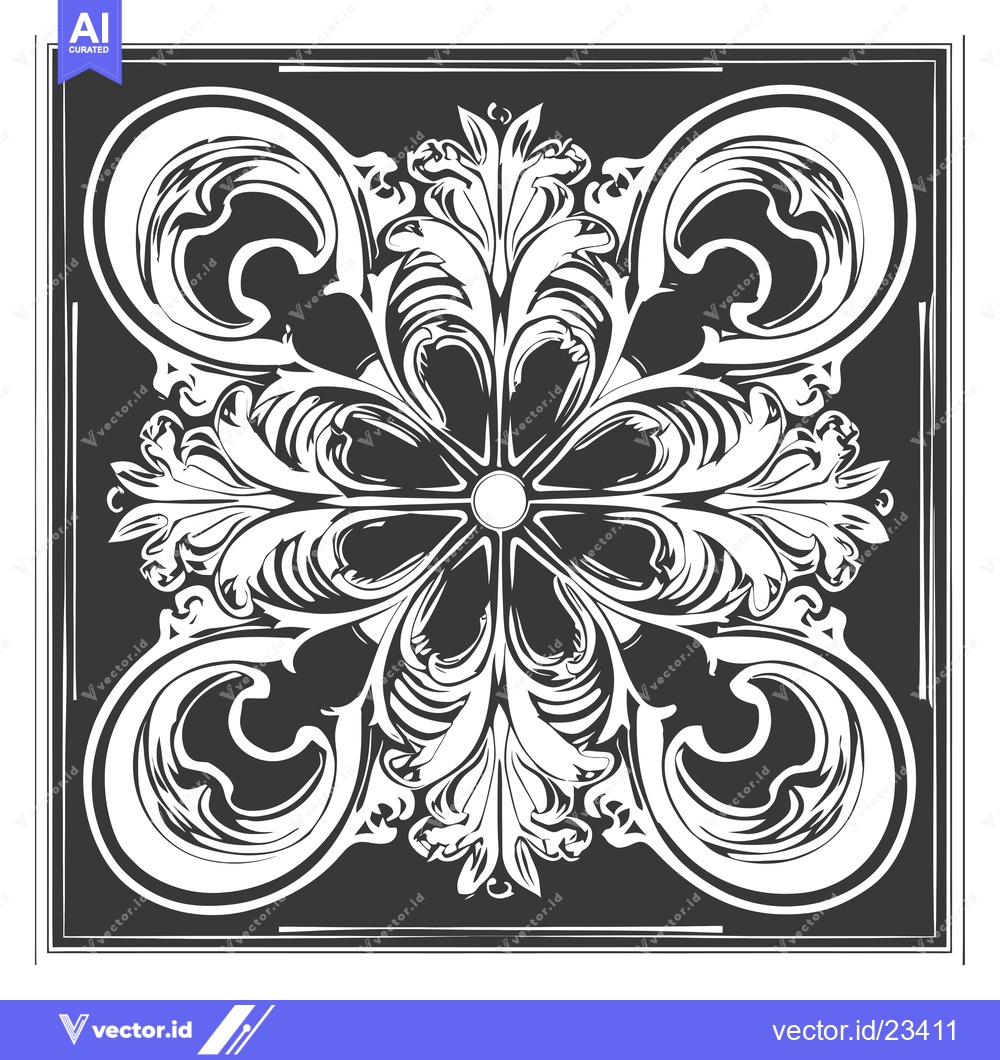 Premium Vector of Black and White Floral Design with a Frame