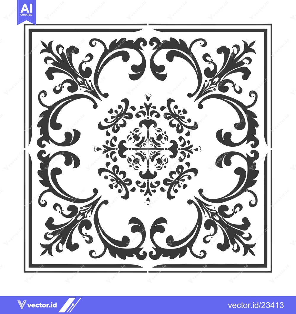 Premium Vector of Black and White Floral Design with Square Frame