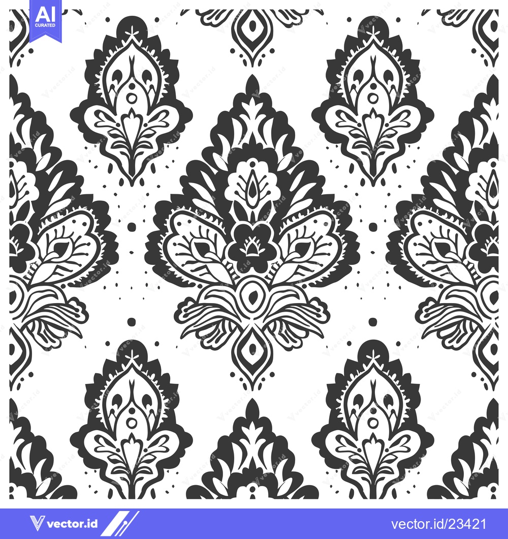 Premium Vector dari Black and White Floral Pattern with Repeating Motifs