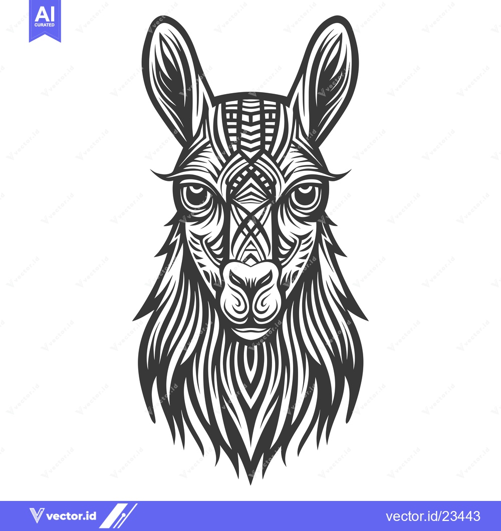 Premium Vector of Black and White  Geometric Llama Illustration