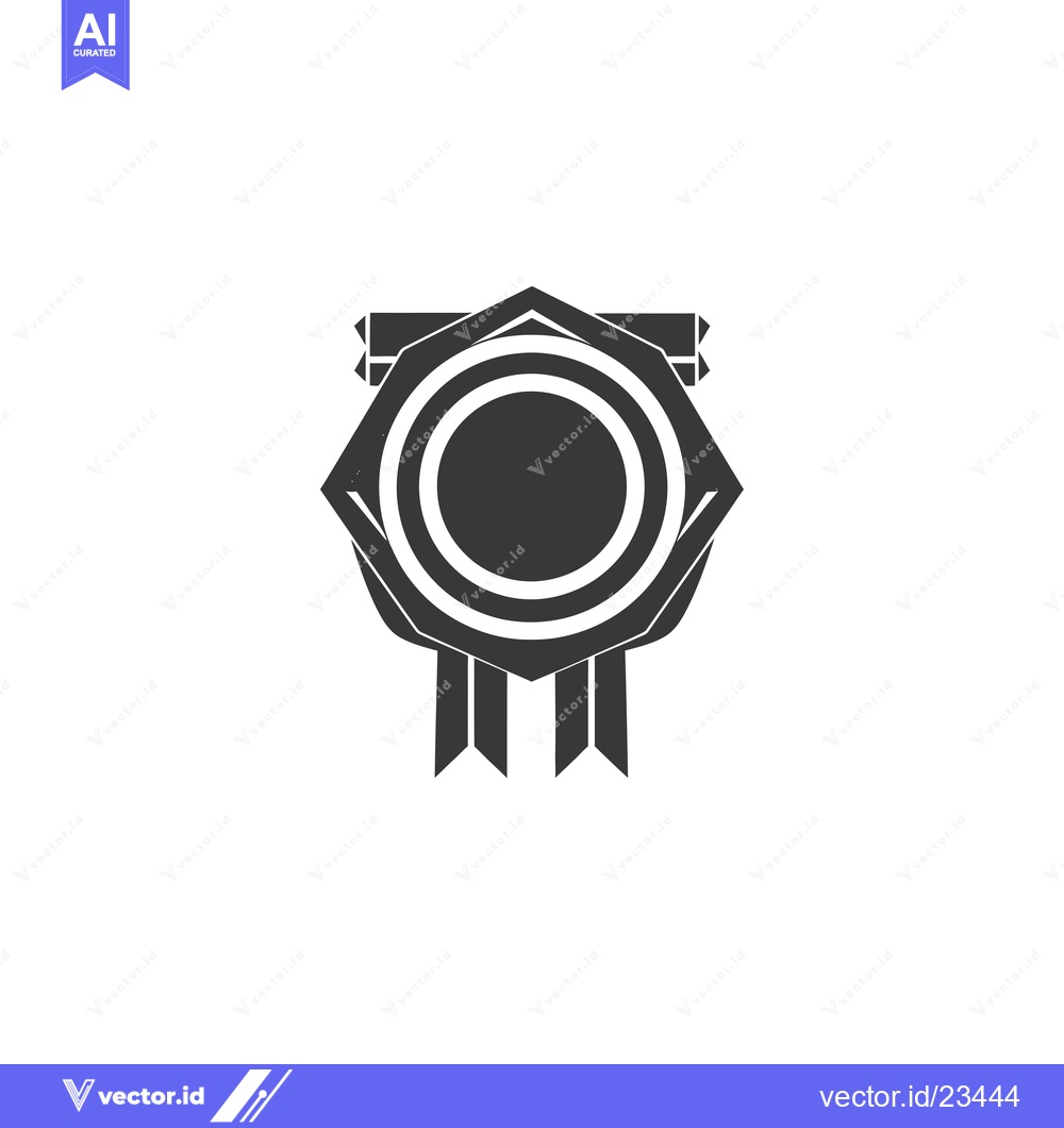 Premium Vector dari Black and White Geometric Medal with Ribbons