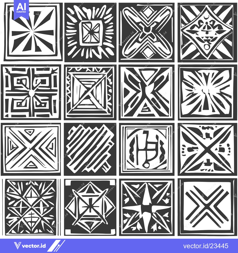 Premium Vector of Black and White Geometric Pattern Tile Design