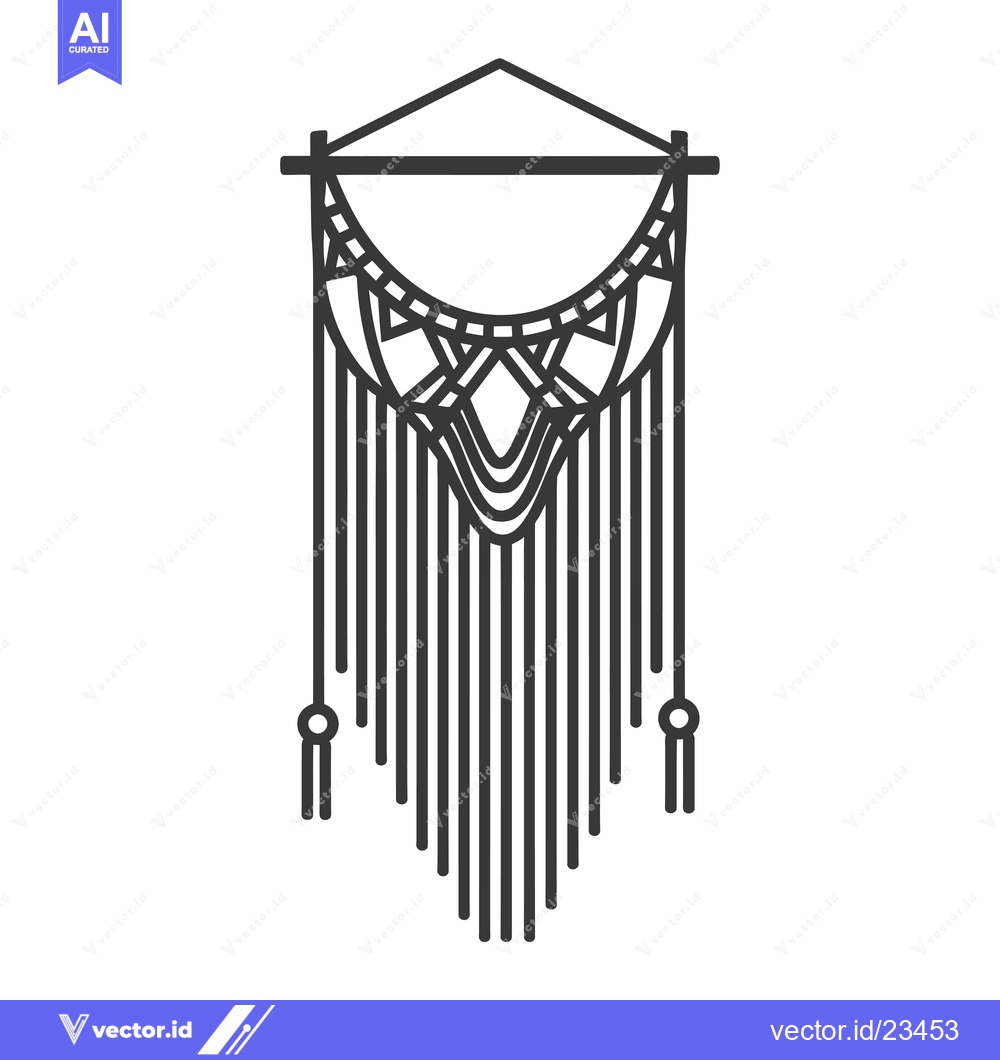 Premium Vector dari Black and white geometric wall hanging with tassels