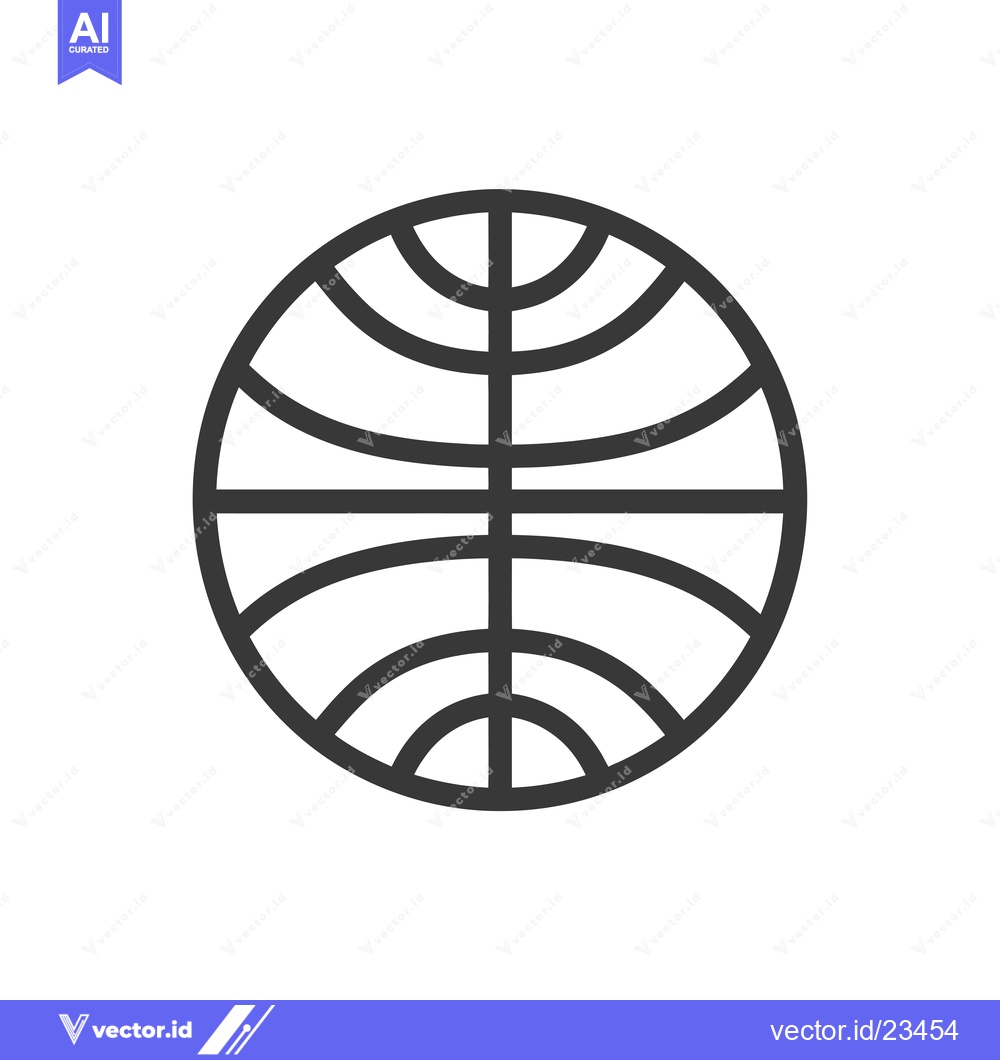 Premium Vector of Black and White Globe Icon with Lines