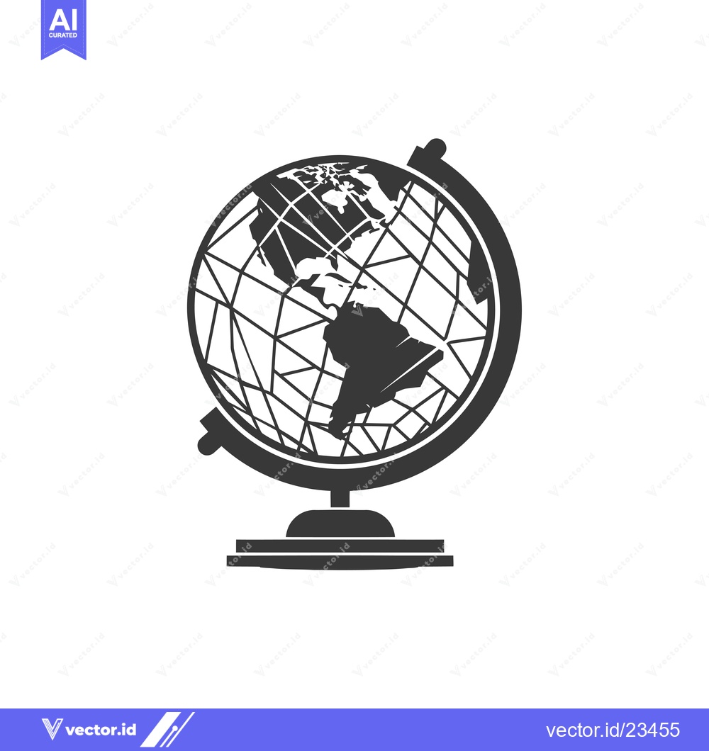 Premium Vector dari Black and White Globe with a Stand