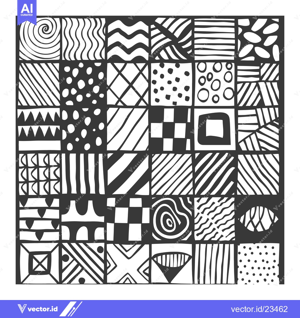Premium Vector dari Black and White Hand-Drawn Abstract Geometric Pattern