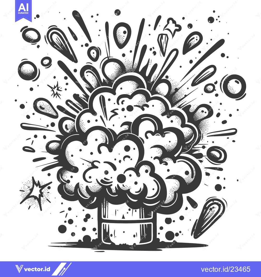 Premium Vector dari Black and White Hand-Drawn Comic Book Explosion