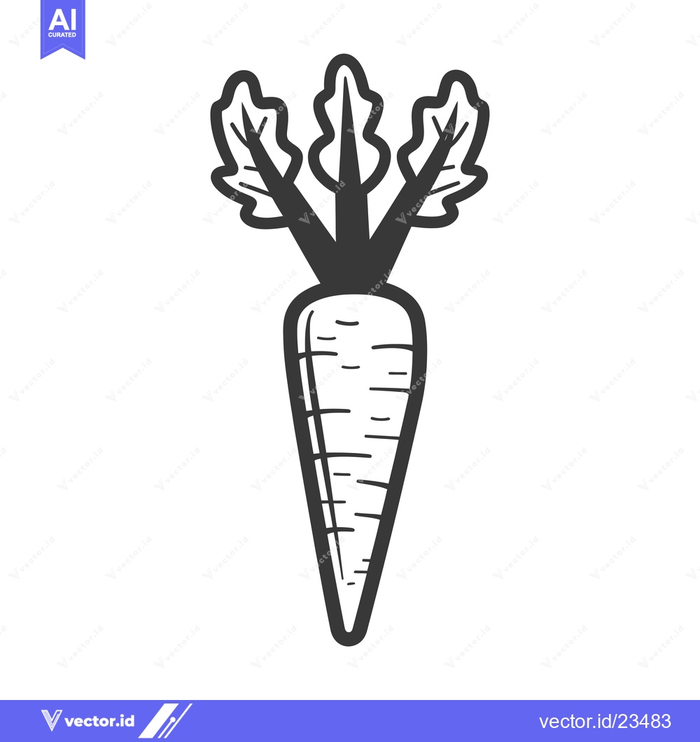 Premium Vector of Black and White Hand-Drawn Illustration of a Carrot