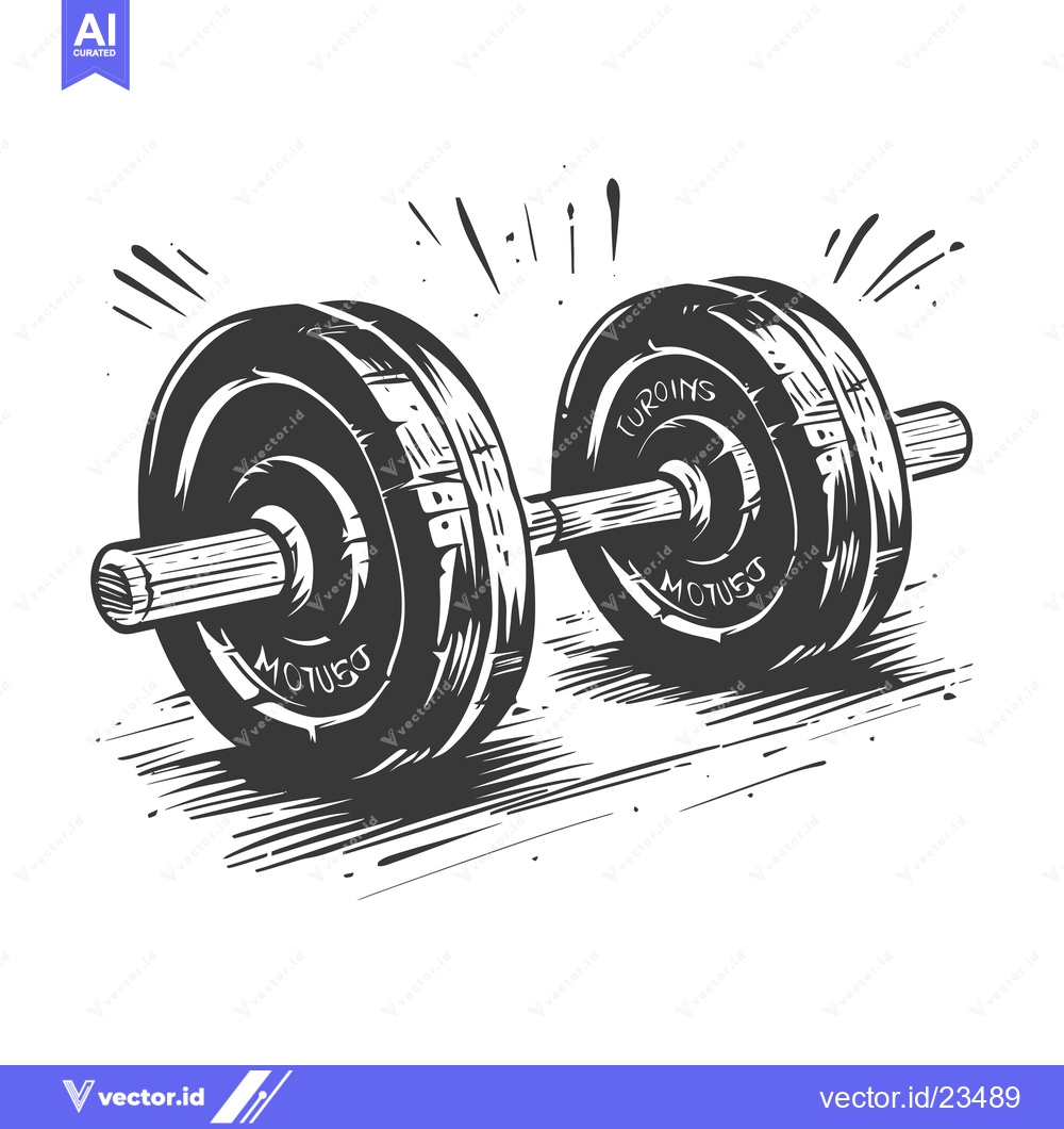 Premium Vector dari Black and White Hand-Drawn Illustration of a Dumbbell