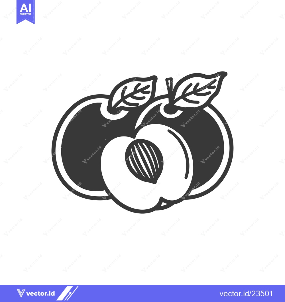 Premium Vector dari Black and White Hand-Drawn Illustration of a Peach with a Leaf