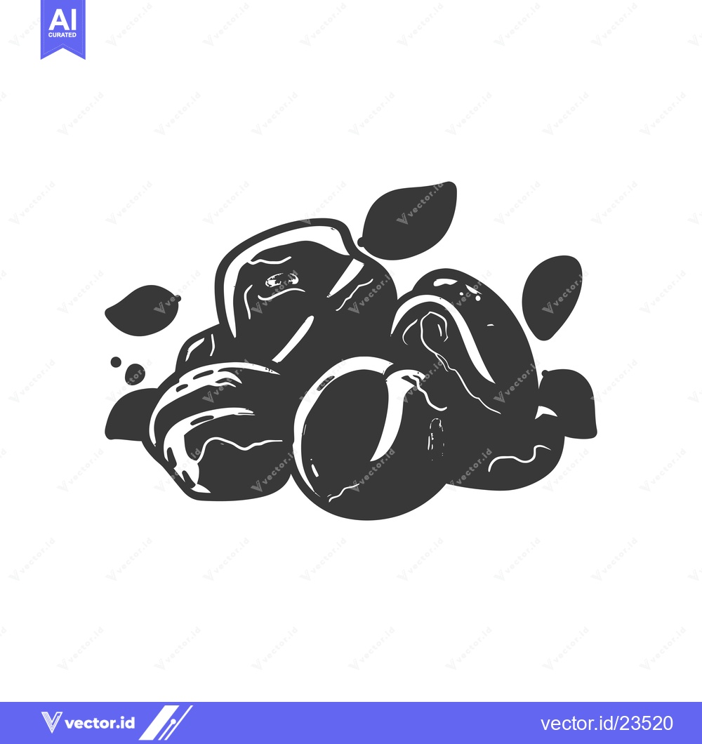 Premium Vector dari Black and White Hand Drawn Illustration of Dates with Leaves