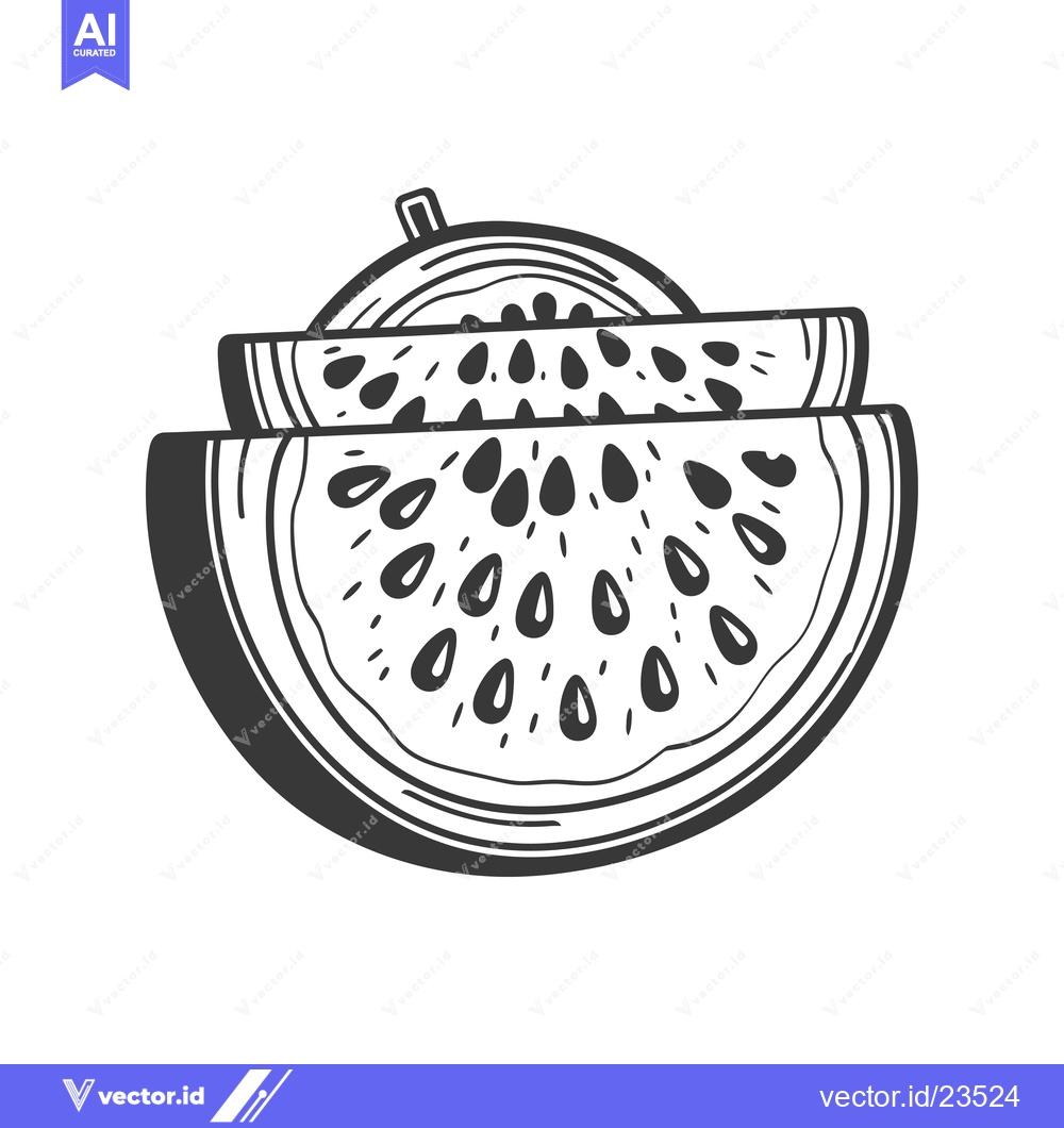 Premium Vector dari Black and White Hand-Drawn Illustration of Sliced Watermelon