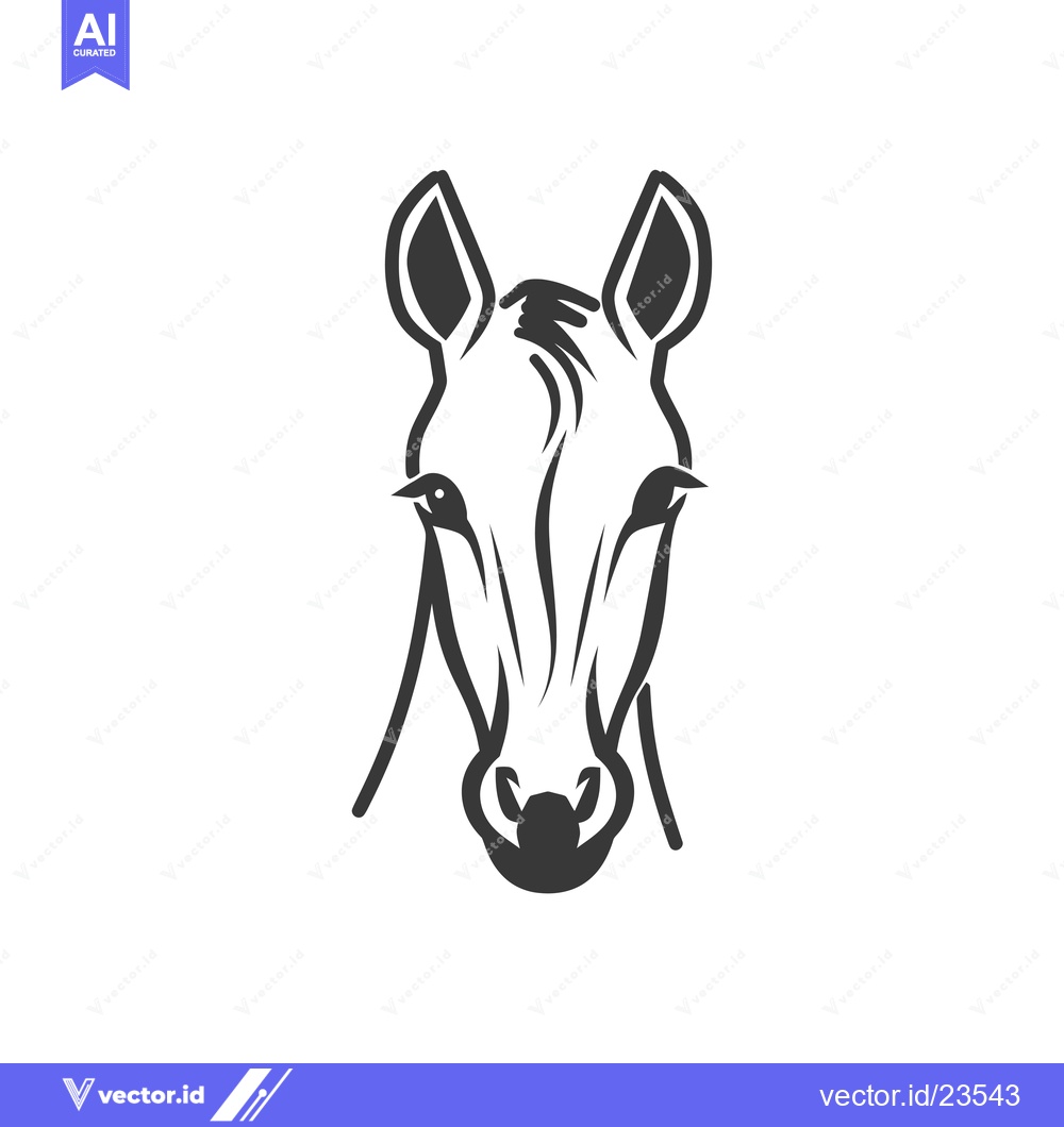 Premium Vector of Black and White Horse Head Illustration