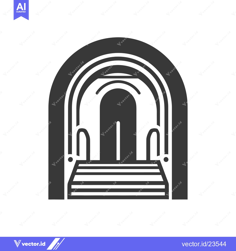 Premium Vector of Black and White Icon Depicting a Doorway with Steps