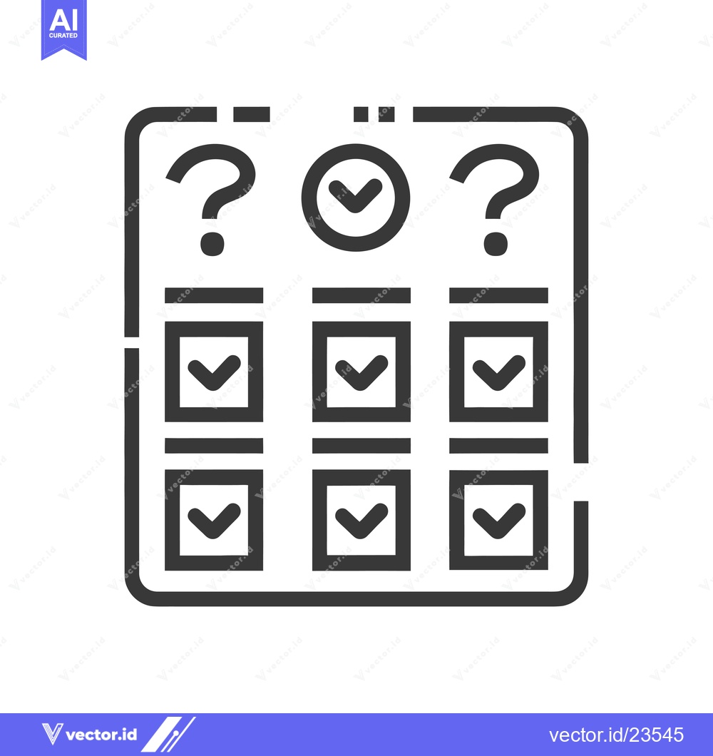 Premium Vector of Black and White Icon Depicting a Grid of Question Marks and Checkmarks