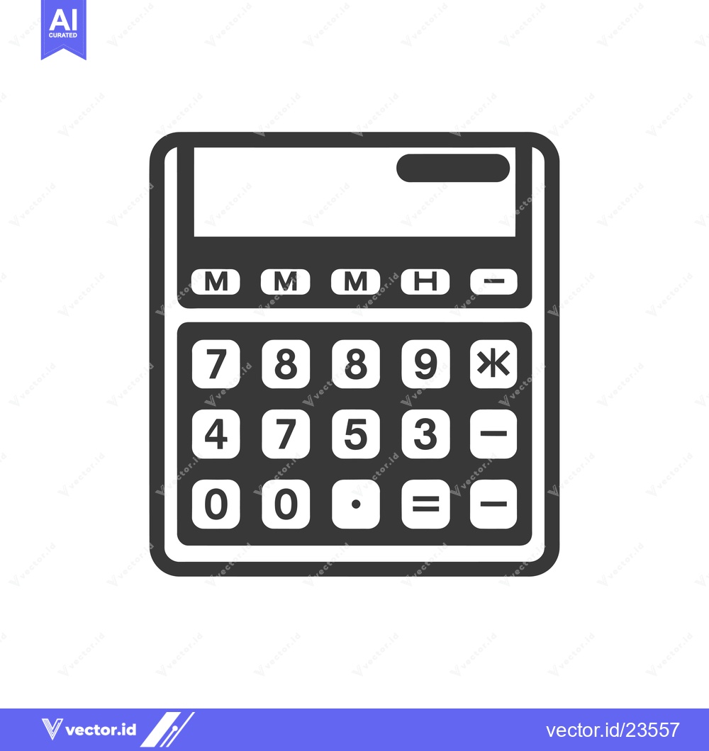 Premium Vector dari Black and White Icon of a Calculator with Numbers and Symbols